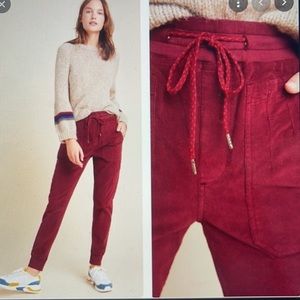 NWT Anthropologie maroon cord cargo joggers